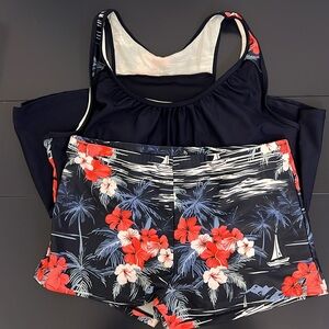 New XL 1X Tankini Swim Set Tank & Boy Shorts